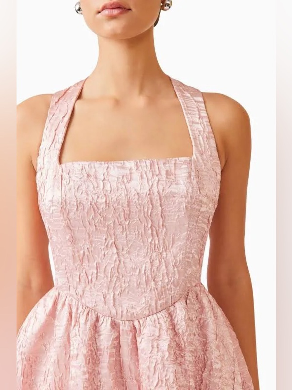Elliatt Josephine jacquard textile corset mini dress in ballet pink - S nwt
